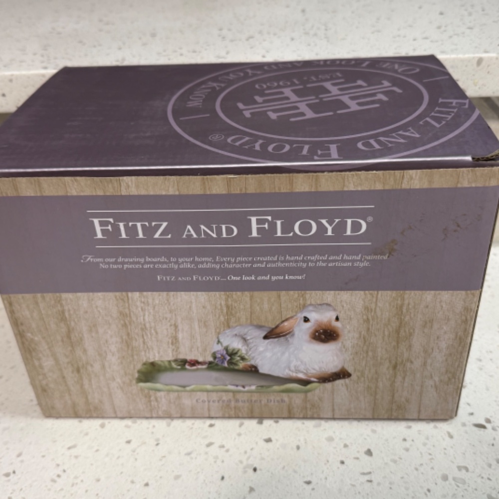 NIB Retired Fitz and Floyd Fattoria Lamb Butter Dish